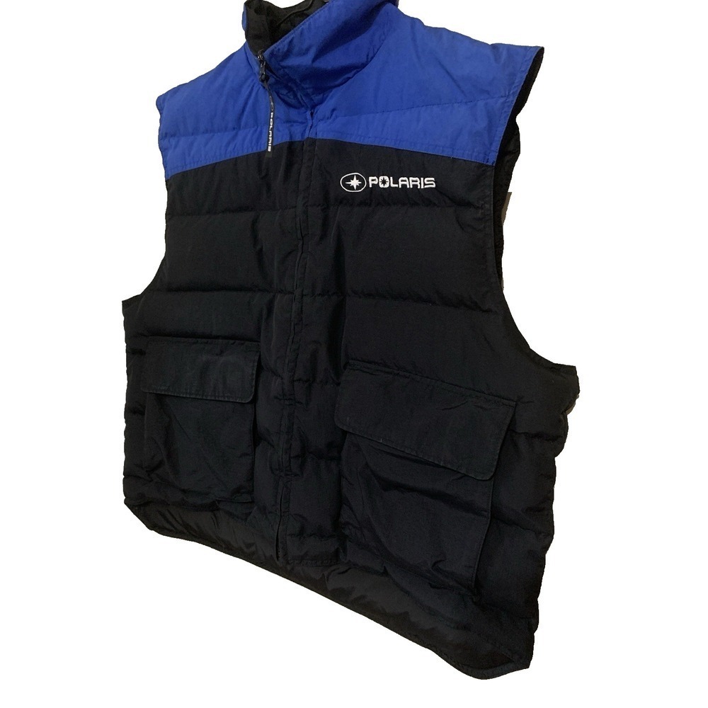 VTG PURE Polaris Puffy Vest Black Blue Duck Down Feathers Mens Size XL RARE - Picture 2 of 16